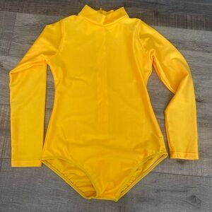 NWOT Golden Yellow Bodysuit Dance Cheer Girls Large